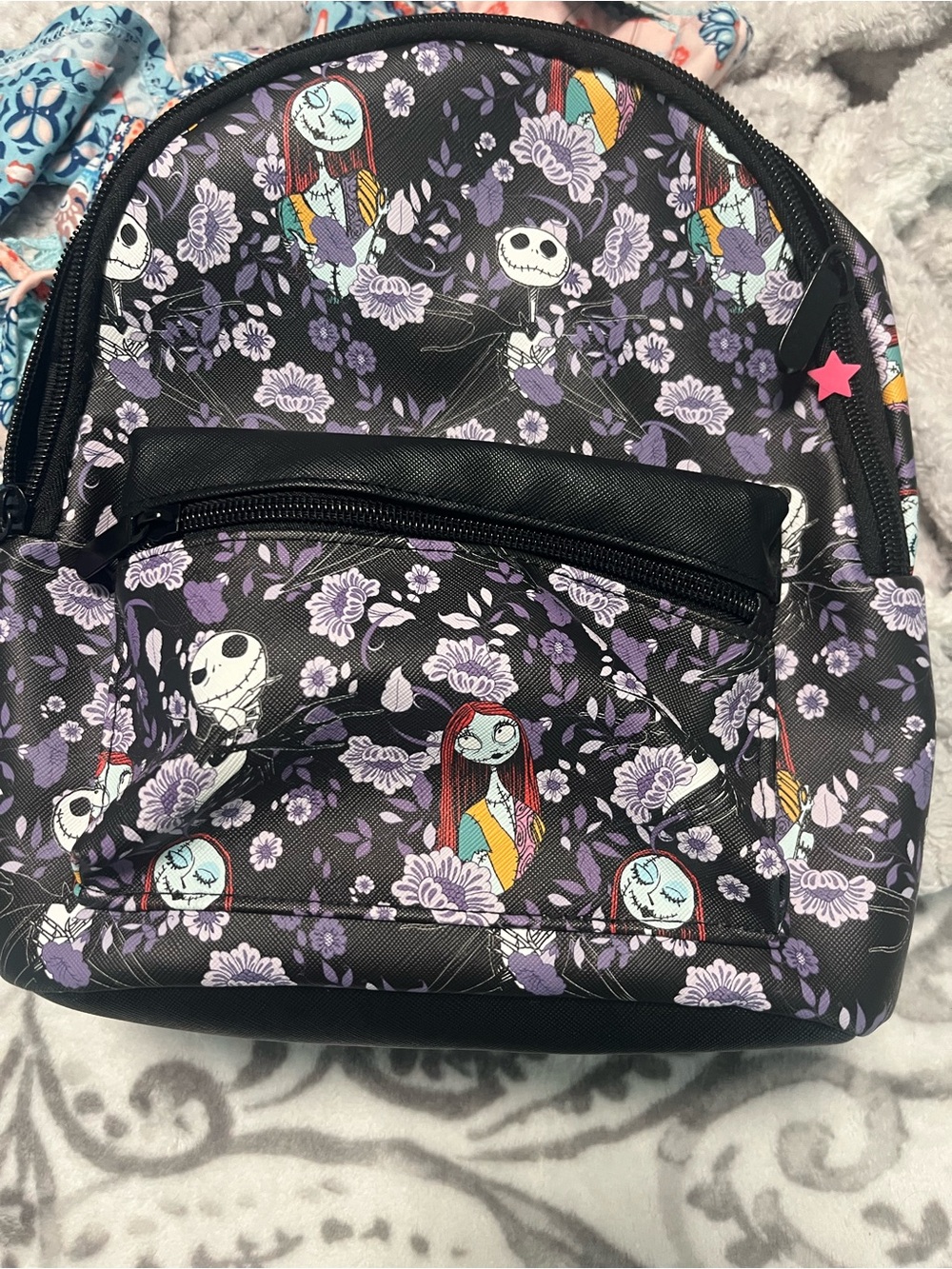 Nightmare Floral Mini Backpack - Black & Purple